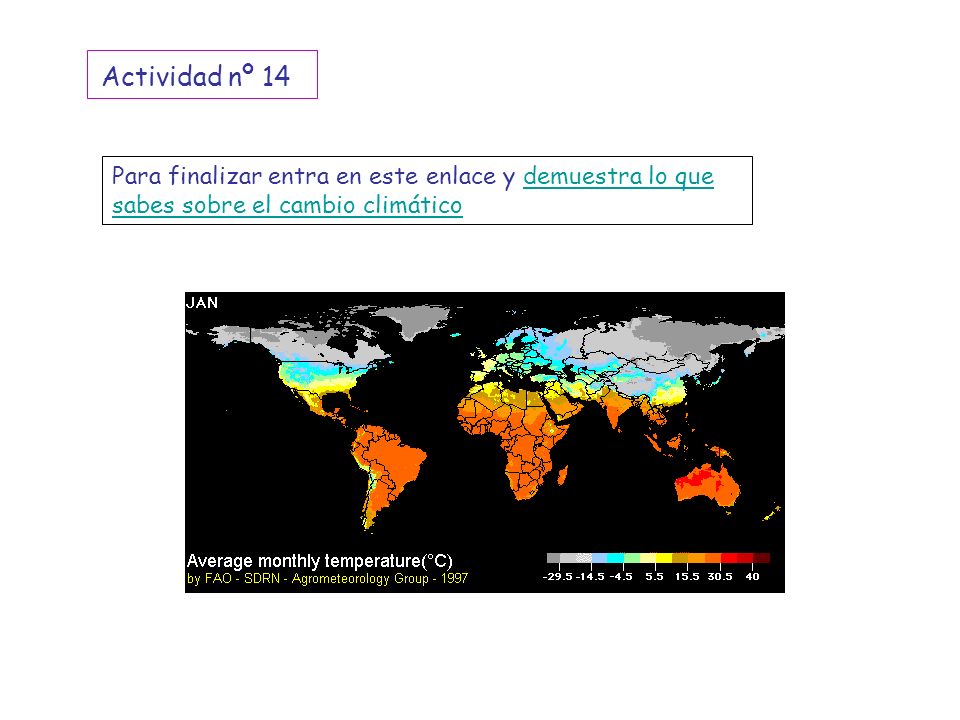 Actividad nº 14 Para finalizar entra en este enlace y demuestra lo que sabes sobre el cambio climático.