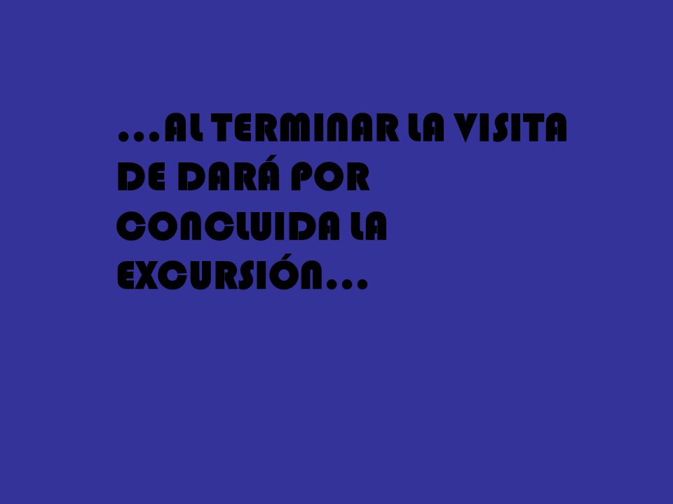 …AL TERMINAR LA VISITA DE DARÁ POR CONCLUIDA LA EXCURSIÓN…