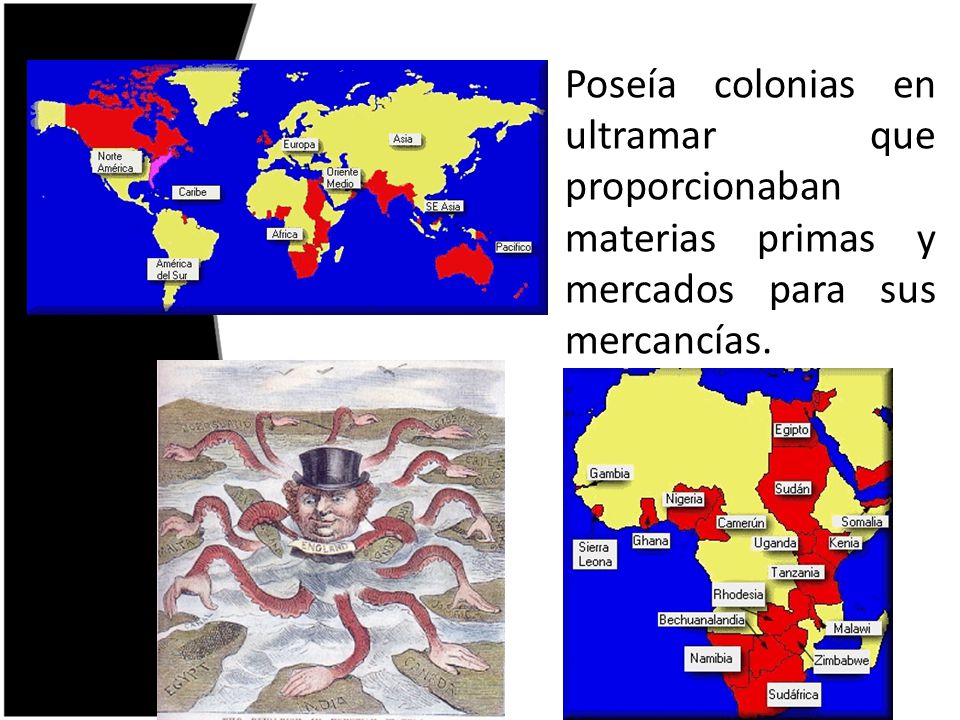 Poseía colonias en ultramar que proporcionaban materias primas y mercados para sus mercancías.