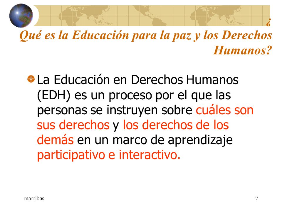 ¿ Qué es la Educación para la paz y los Derechos Humanos
