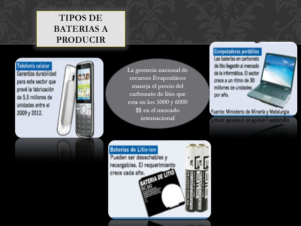 TIPOS DE BATERIAS A PRODUCIR