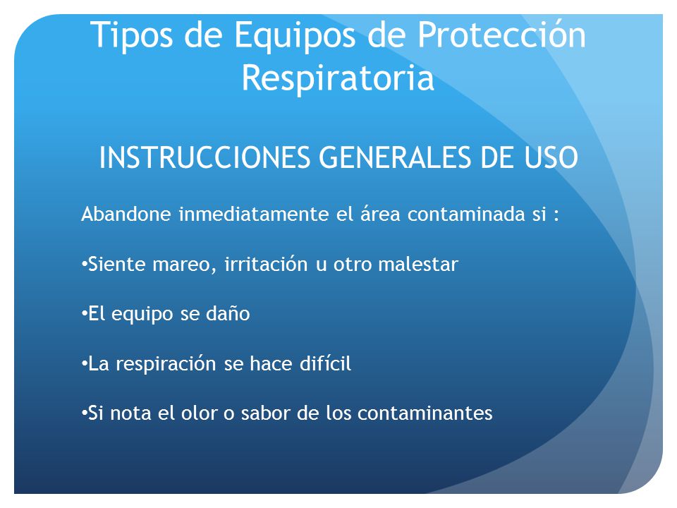Tipos de Equipos de Protección Respiratoria