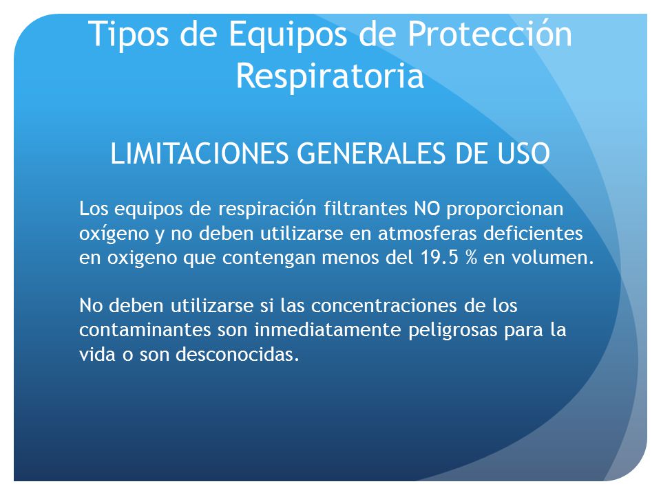 Tipos de Equipos de Protección Respiratoria