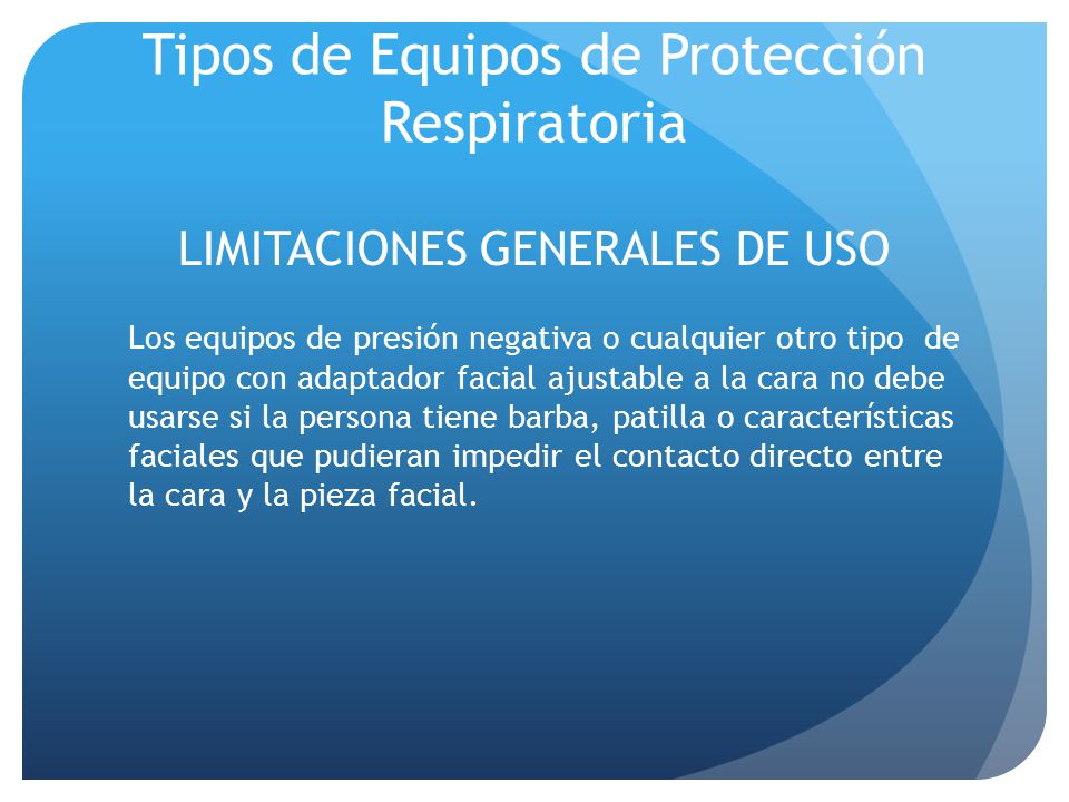 Tipos de Equipos de Protección Respiratoria