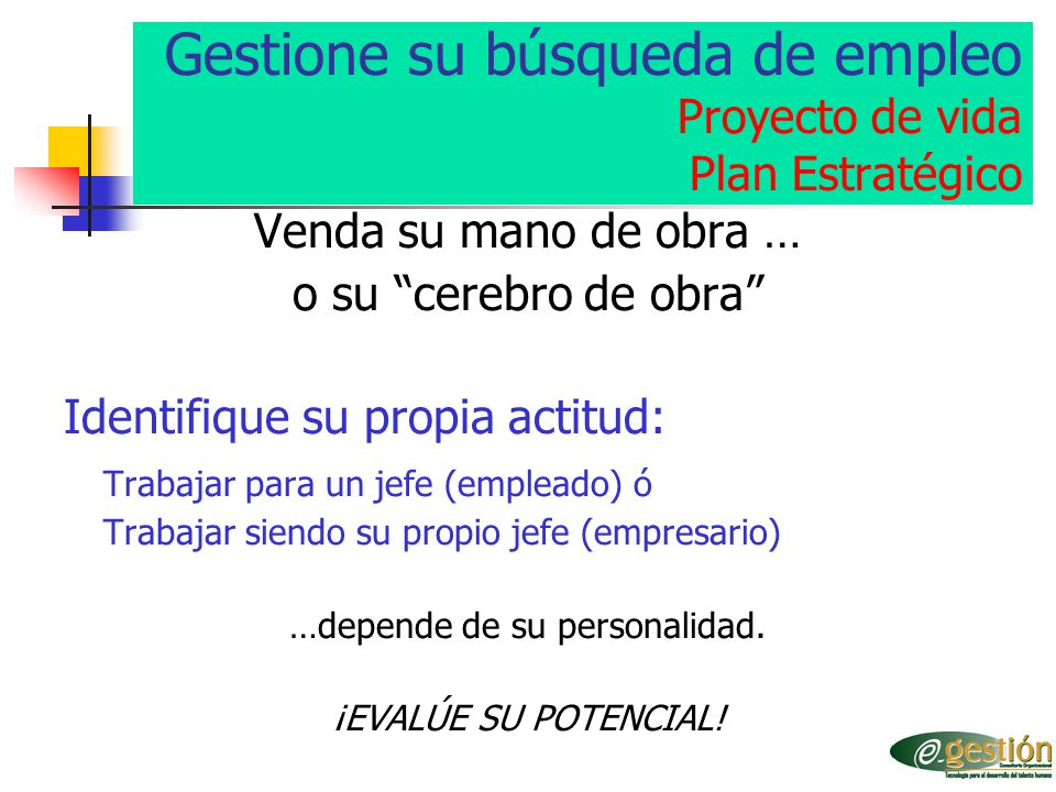Gestione su búsqueda de empleo Proyecto de vida Plan Estratégico