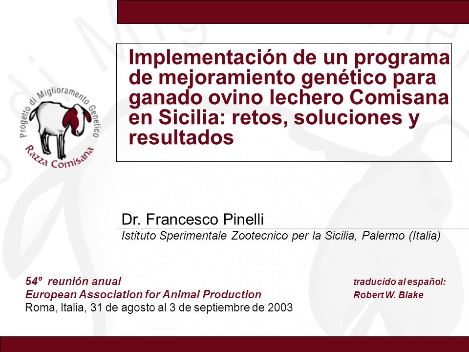 Implementación de un programa de mejoramiento genético para ganado ovino lechero Comisana en Sicilia: retos, soluciones y resultados