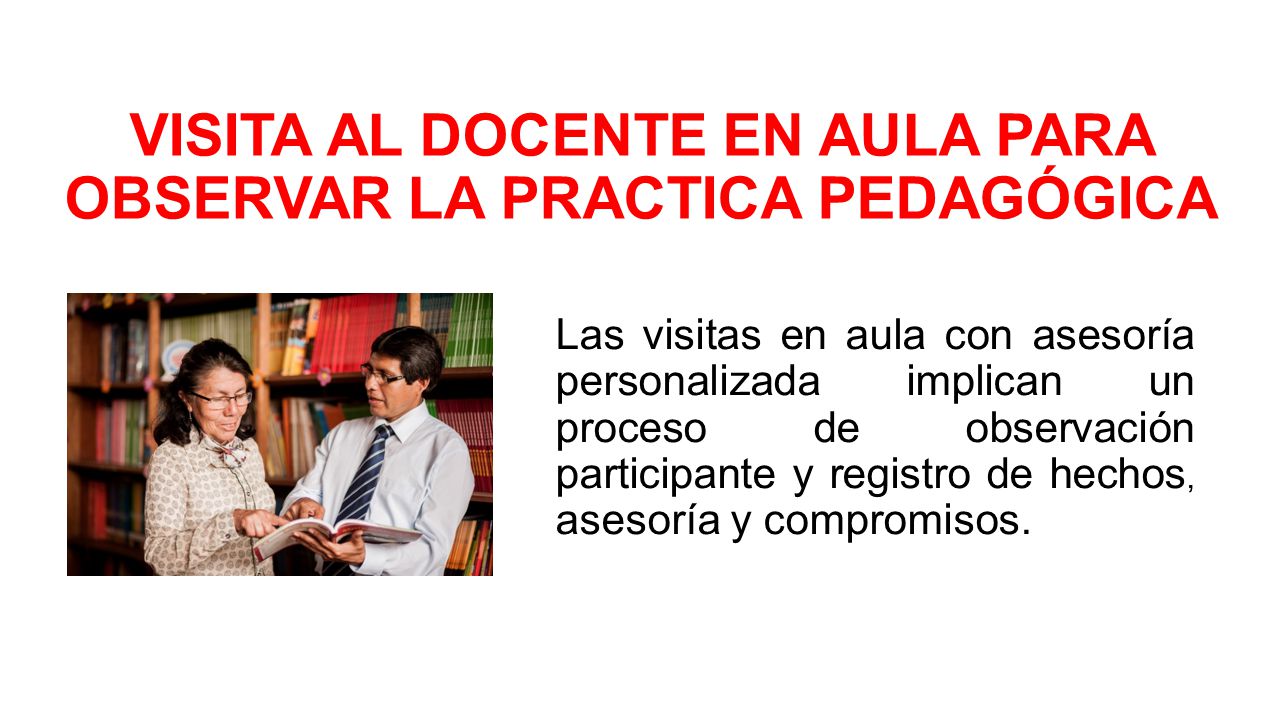 VISITA AL DOCENTE EN AULA PARA OBSERVAR LA PRACTICA PEDAGÓGICA