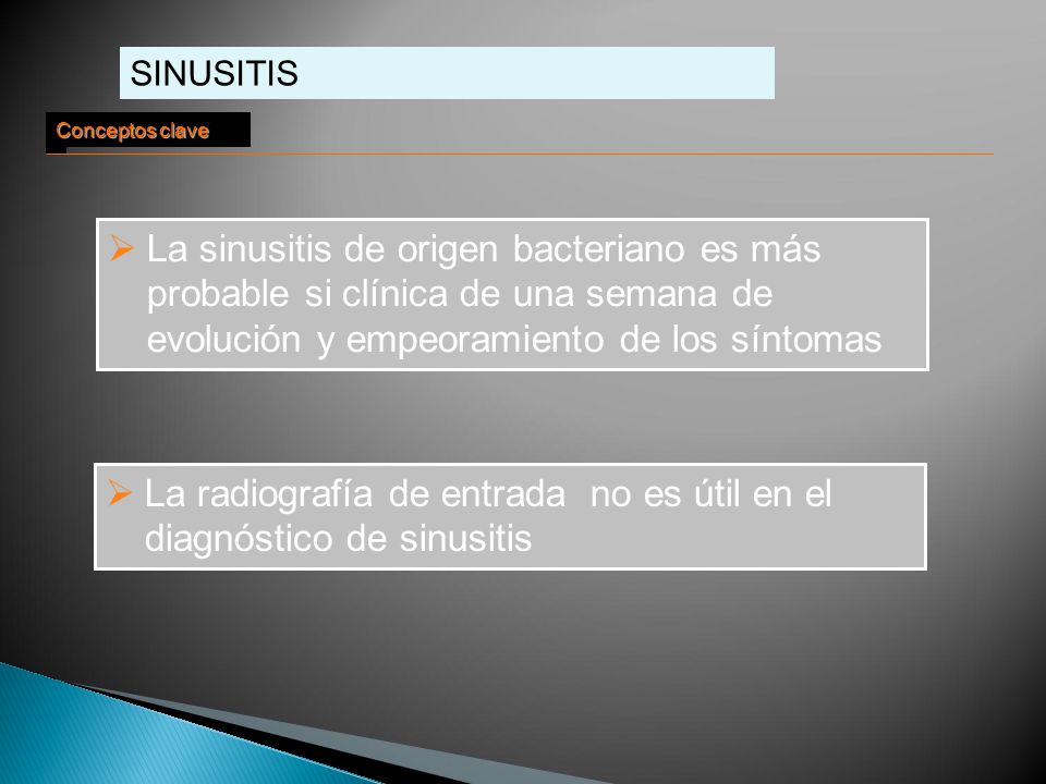 La radiografía de entrada no es útil en el diagnóstico de sinusitis