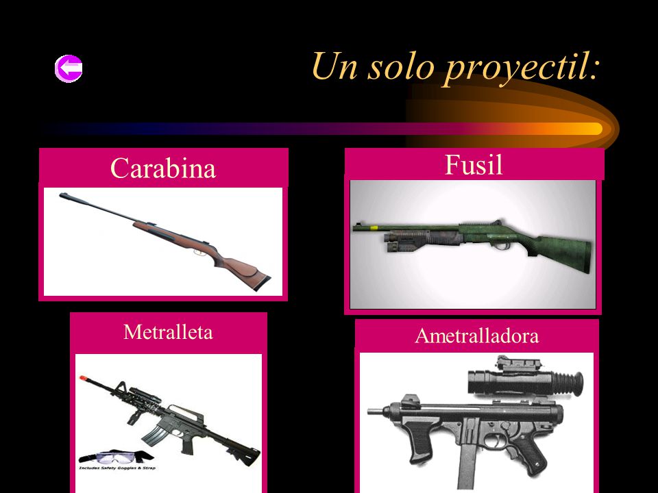 Un solo proyectil: Carabina Fusil Metralleta Ametralladora