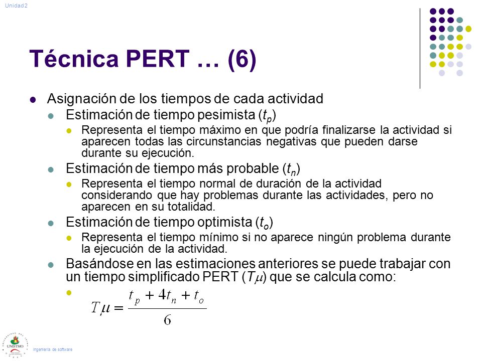 Técnica PERT … (6) Asignación de los tiempos de cada actividad