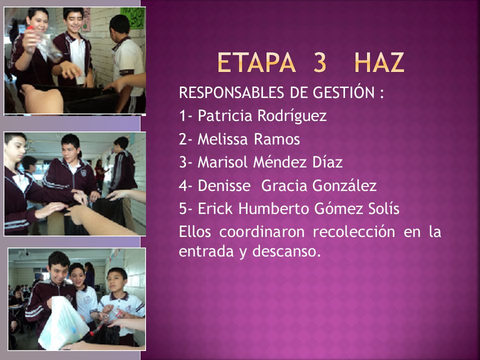ETAPA 3 haz RESPONSABLES DE GESTIÓN : 1- Patricia Rodríguez