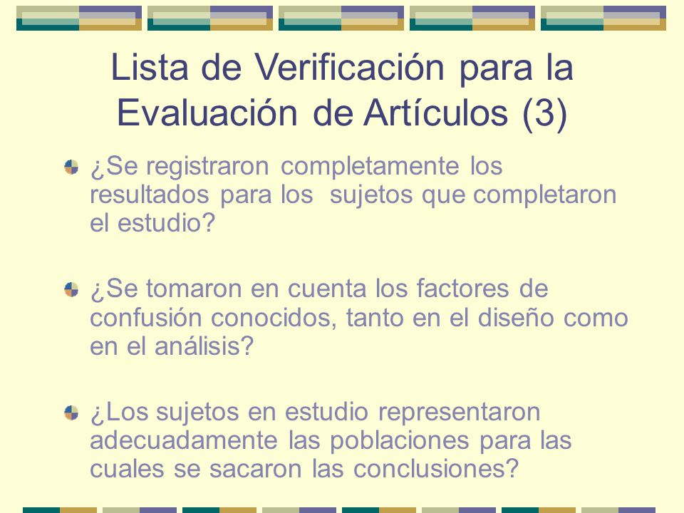Lista de Verificación para la Evaluación de Artículos (3)