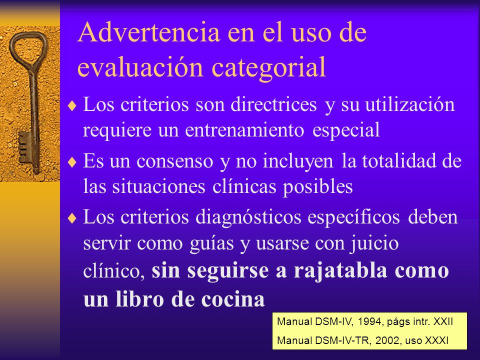 Advertencia en el uso de evaluación categorial