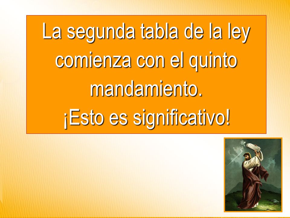 La segunda tabla de la ley comienza con el quinto mandamiento.