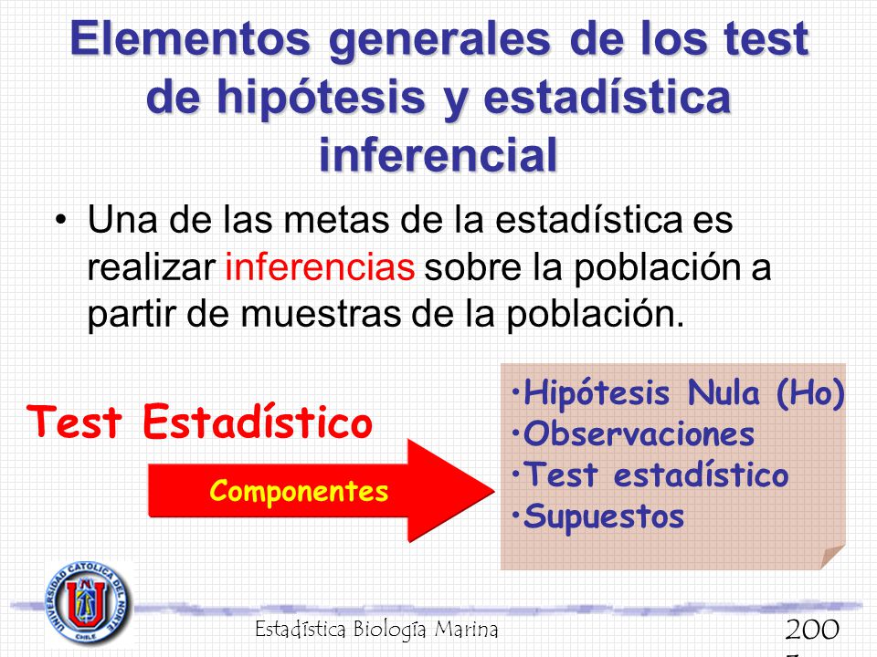 Elementos generales de los test de hipótesis y estadística inferencial