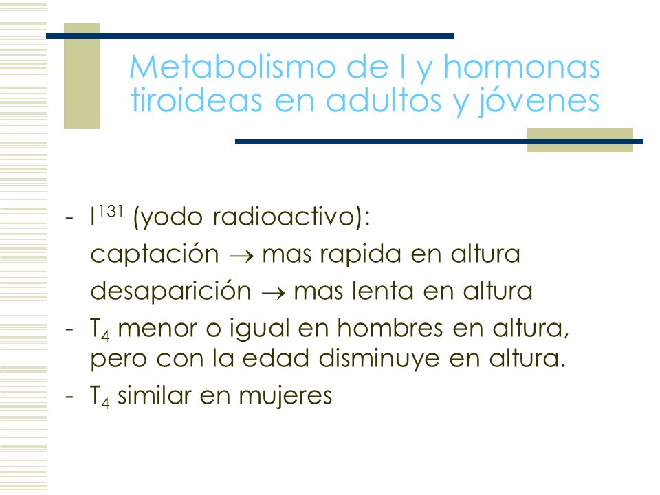 Metabolismo de I y hormonas tiroideas en adultos y jóvenes