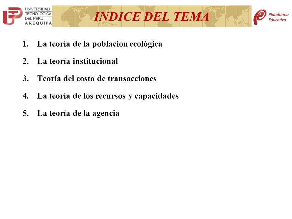 INDICE DEL TEMA La teoría de la población ecológica
