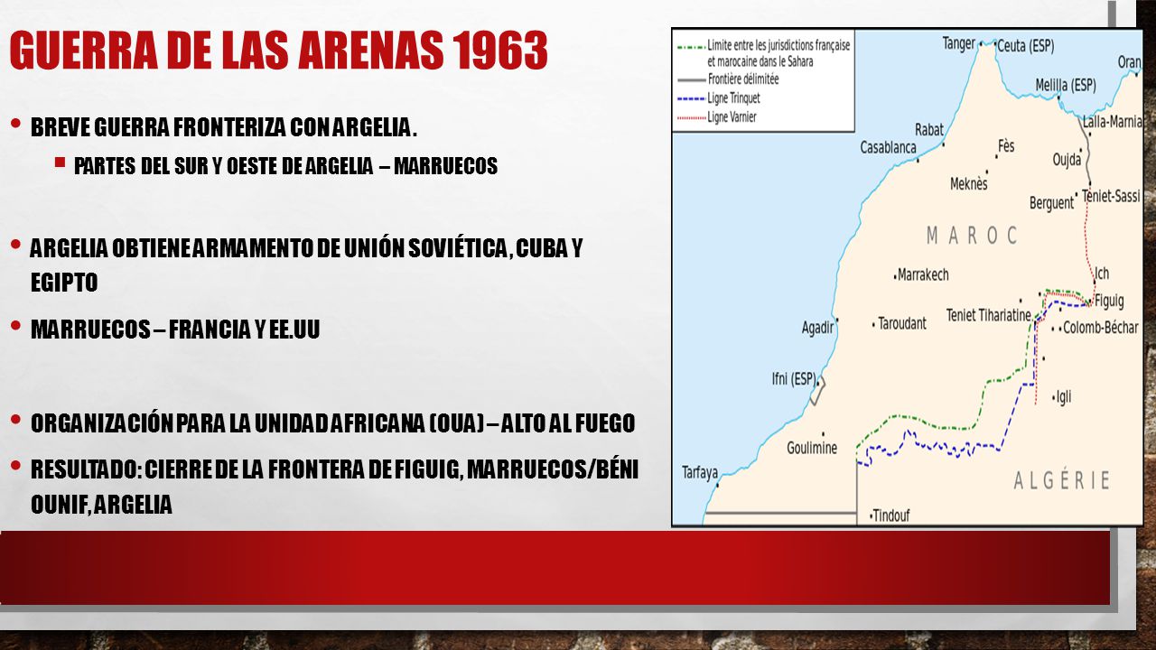 Guerra de las arenas 1963 Breve guerra fronteriza con Argelia.