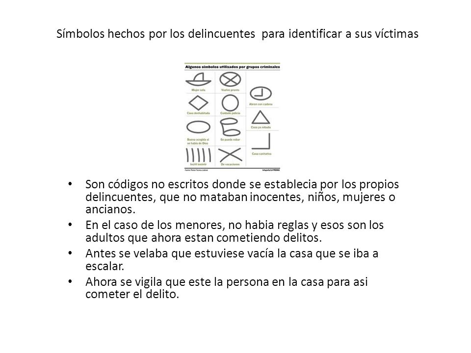 Símbolos hechos por los delincuentes para identificar a sus víctimas