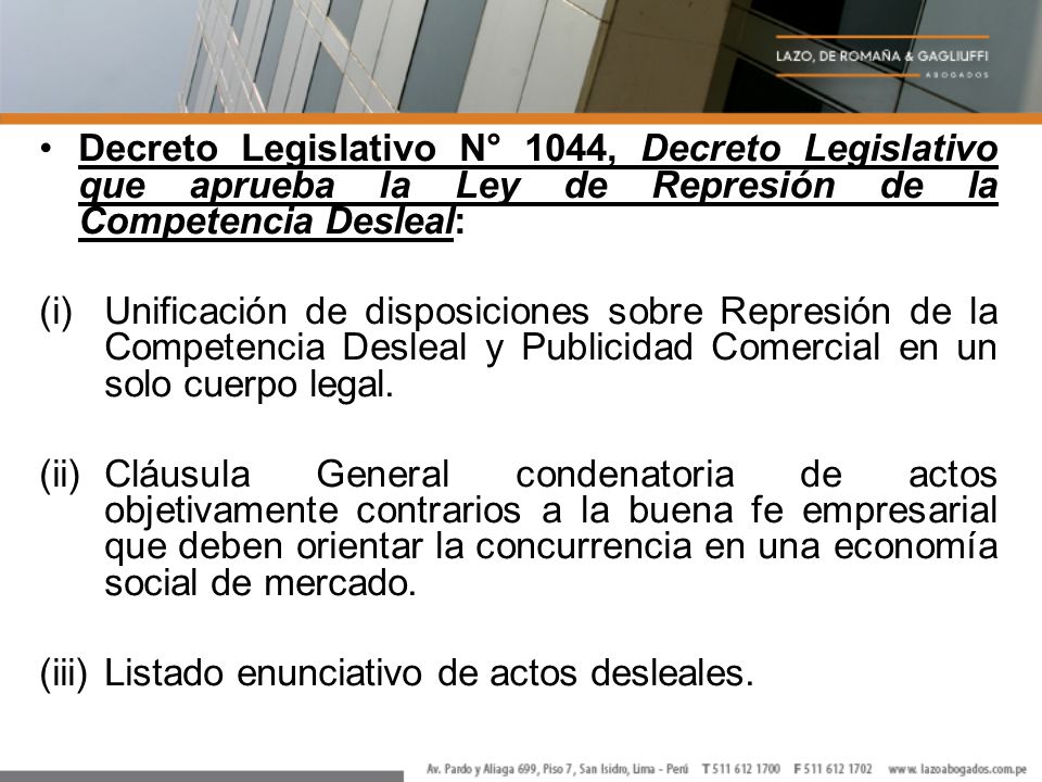 Decreto Legislativo N° 1044, Decreto Legislativo que aprueba la Ley de Represión de la Competencia Desleal: