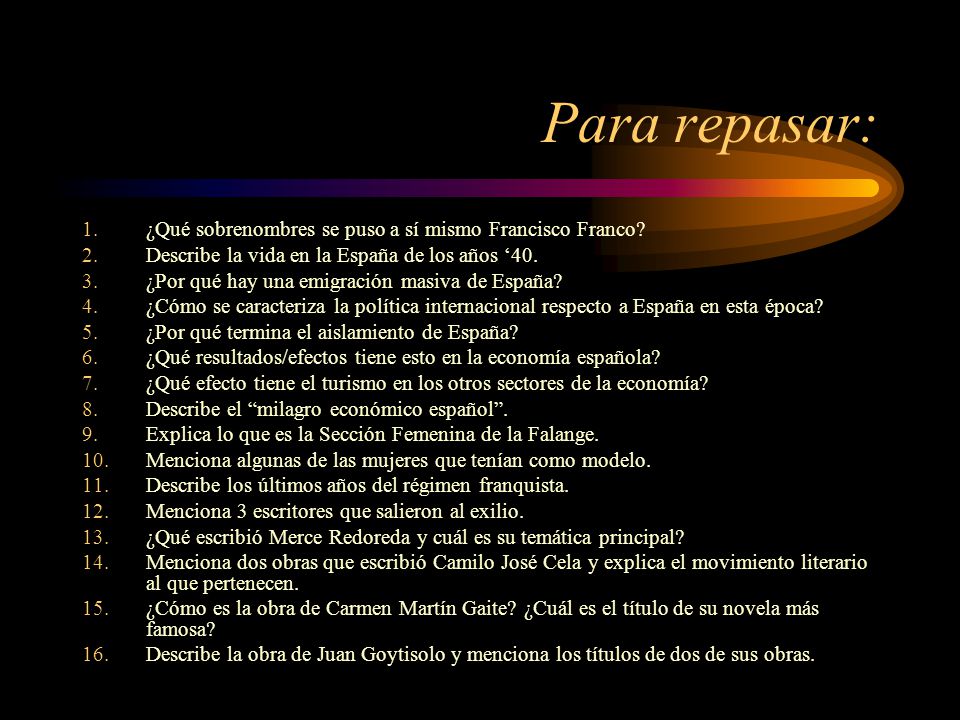 Para repasar: ¿Qué sobrenombres se puso a sí mismo Francisco Franco