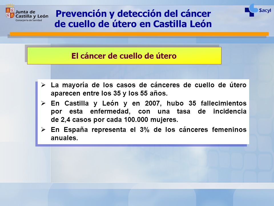 Prevención y detección del cáncer de cuello de útero en Castilla León