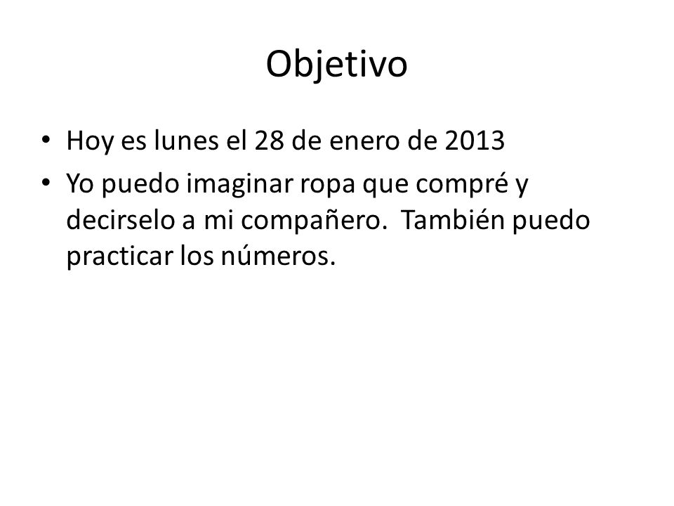 Objetivo Hoy es lunes el 28 de enero de 2013