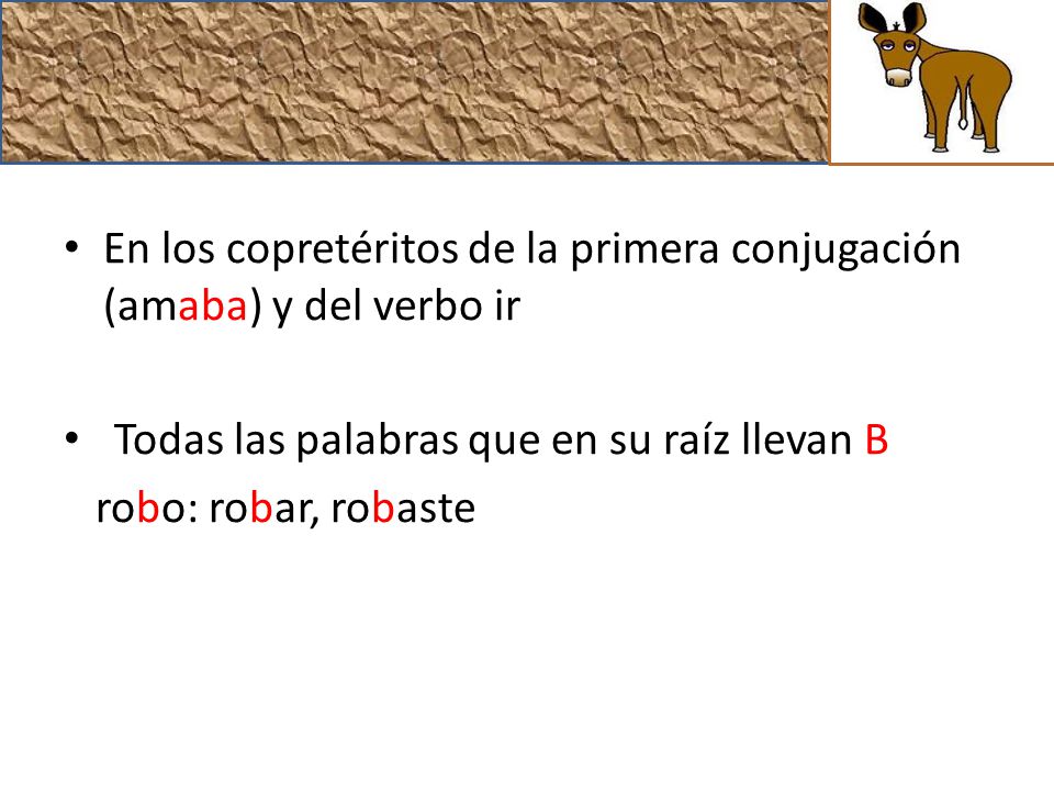 En los copretéritos de la primera conjugación (amaba) y del verbo ir
