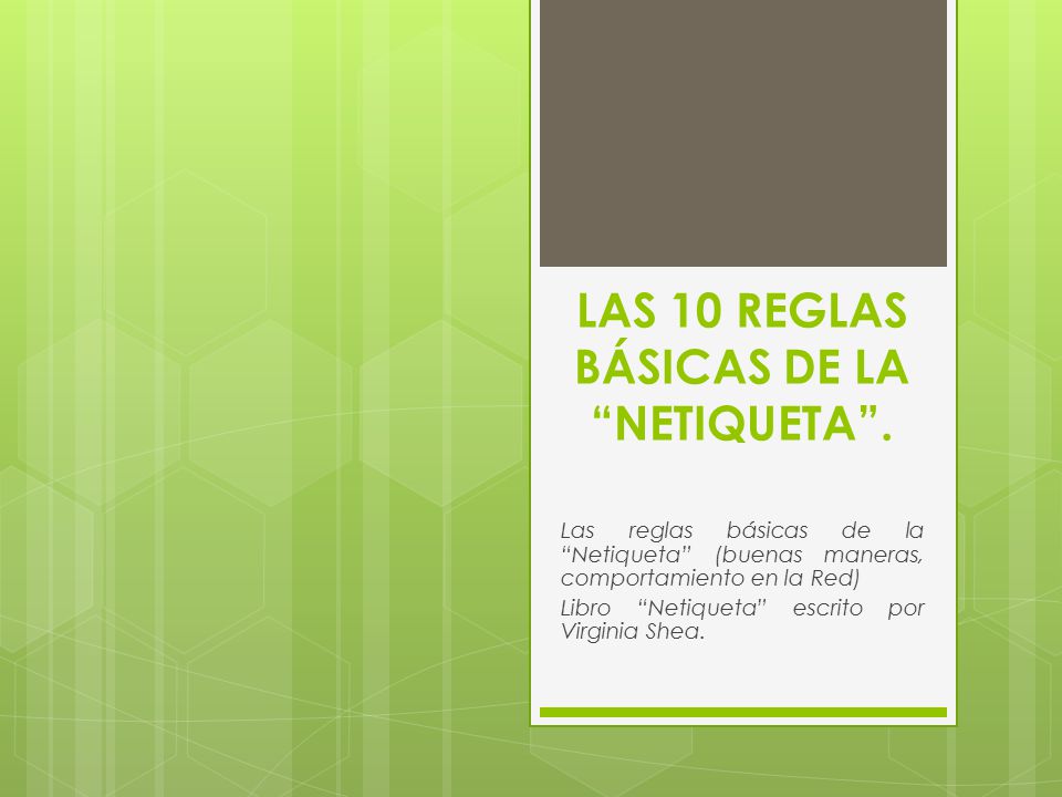 LAS 10 REGLAS BÁSICAS DE LA NETIQUETA .