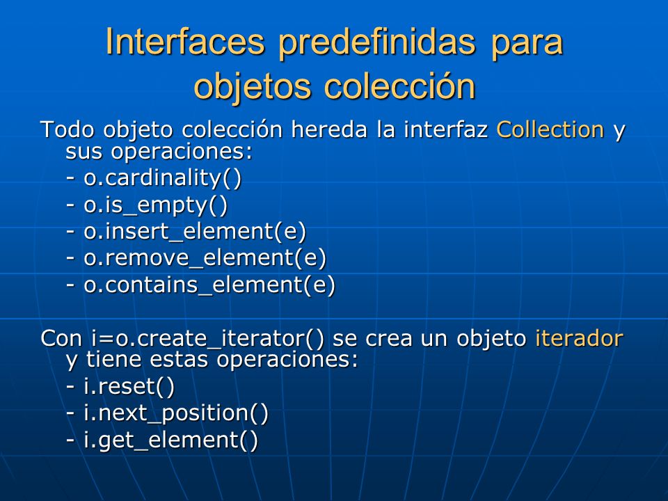Interfaces predefinidas para objetos colección