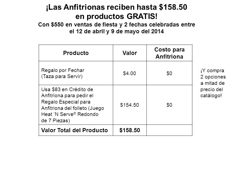 ¡Las Anfitrionas reciben hasta $ en productos GRATIS