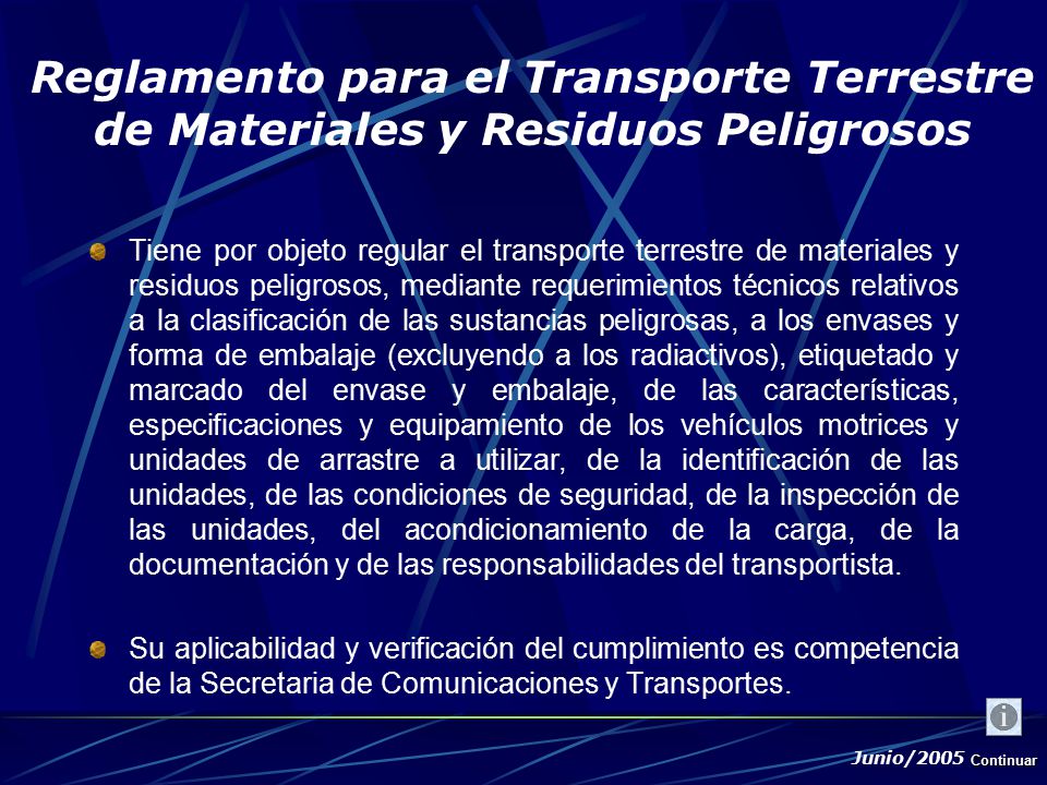 Reglamento para el Transporte Terrestre de Materiales y Residuos Peligrosos