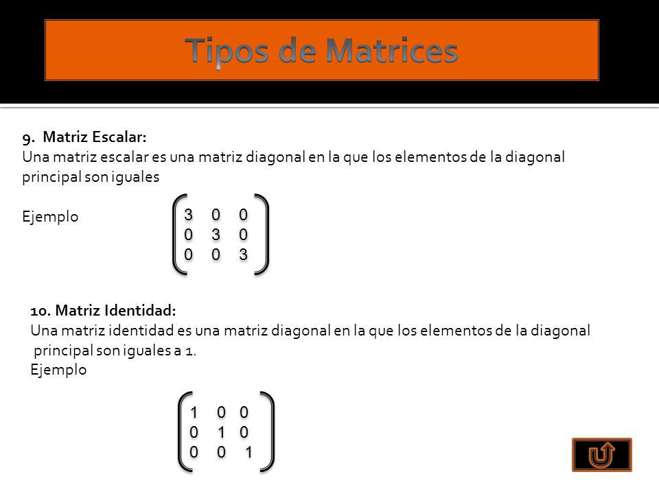Tipos de Matrices 9. Matriz Escalar: