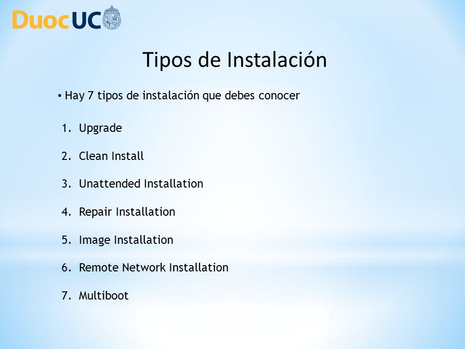 Tipos de Instalación Hay 7 tipos de instalación que debes conocer