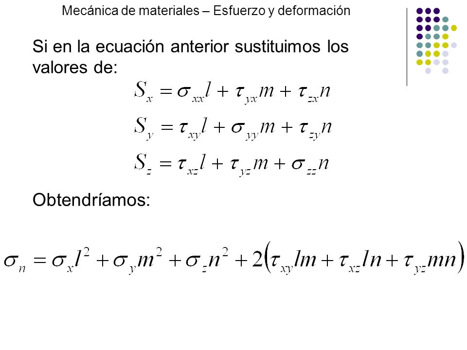 Obtendríamos: Si en la ecuación anterior sustituimos los valores de:
