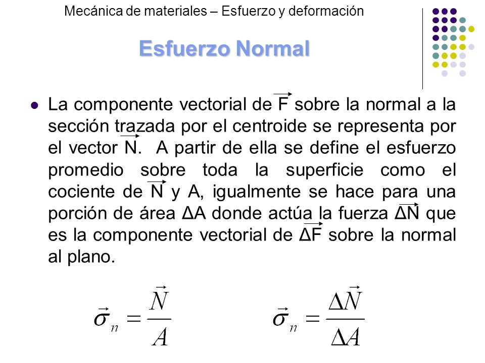 Esfuerzo Normal Mecánica de materiales – Esfuerzo y deformación.