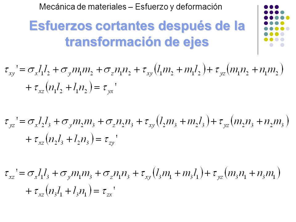 Esfuerzos cortantes después de la transformación de ejes