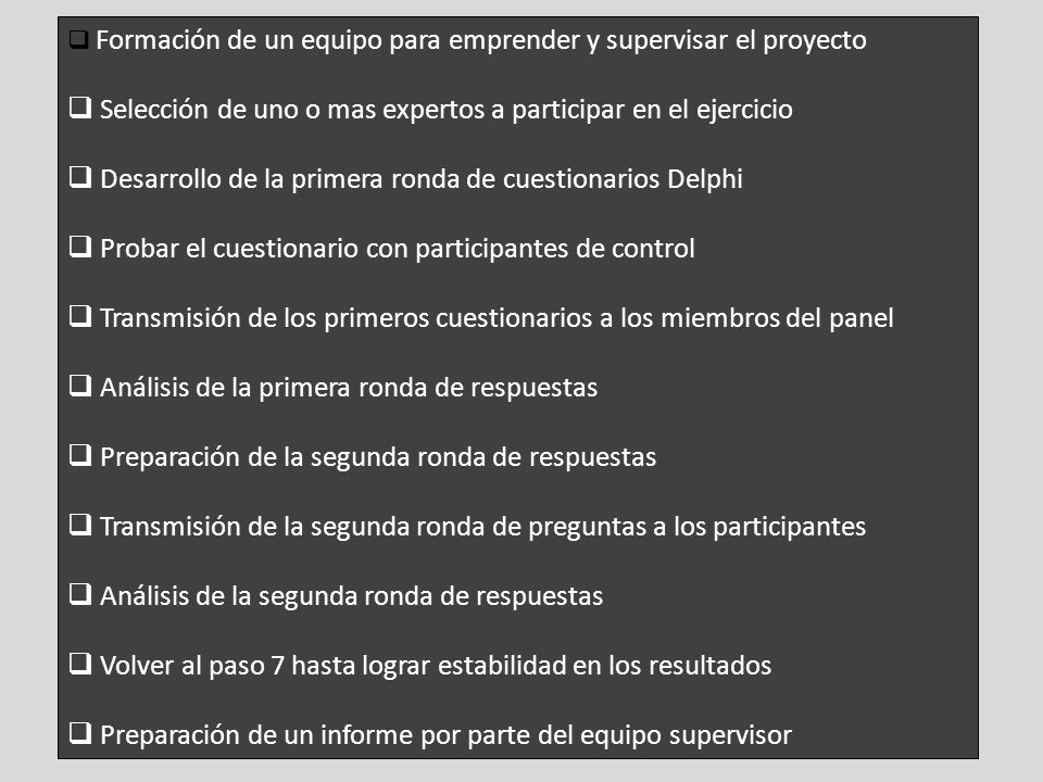 Selección de uno o mas expertos a participar en el ejercicio