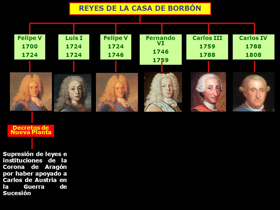 REYES DE LA CASA DE BORBÓN Decretos de Nueva Planta