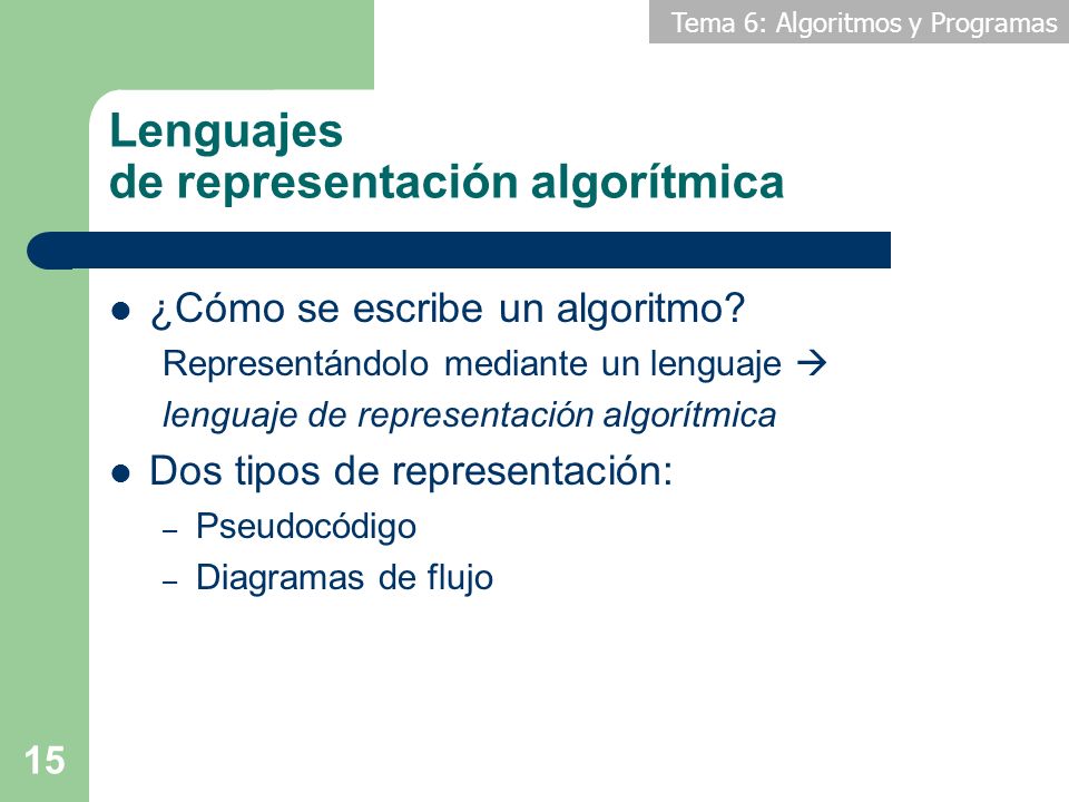 Lenguajes de representación algorítmica
