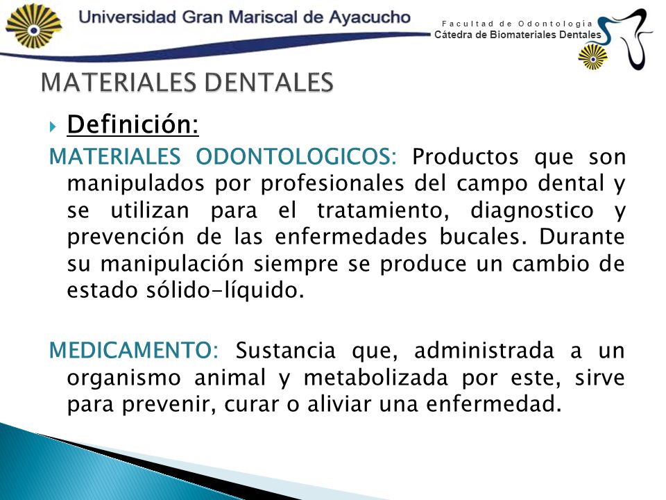Facultad de Odontología Cátedra de Biomateriales Dentales