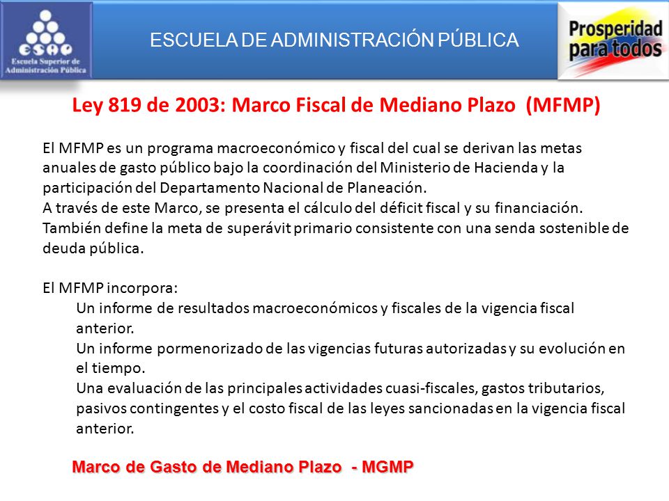 Ley 819 de 2003: Marco Fiscal de Mediano Plazo (MFMP)