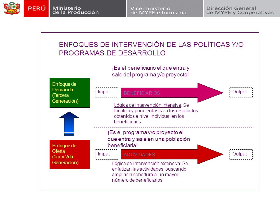 ENFOQUES DE INTERVENCIÓN DE LAS POLÍTICAS Y/O PROGRAMAS DE DESARROLLO