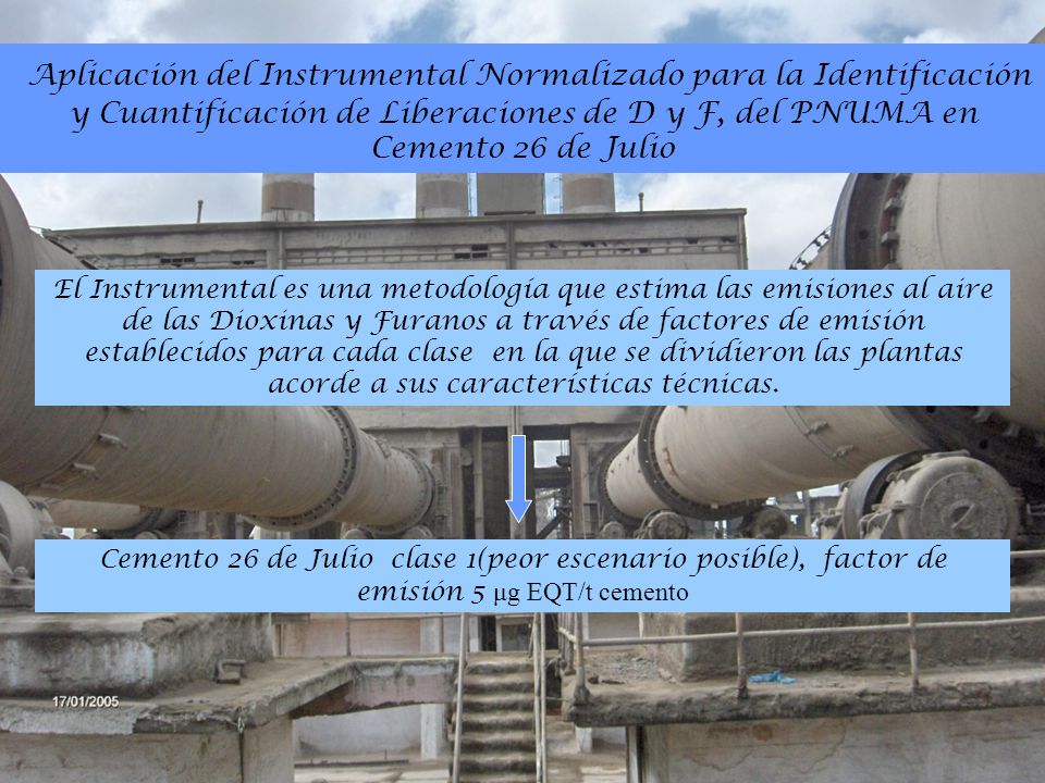 Aplicación del Instrumental Normalizado para la Identificación y Cuantificación de Liberaciones de D y F, del PNUMA en Cemento 26 de Julio
