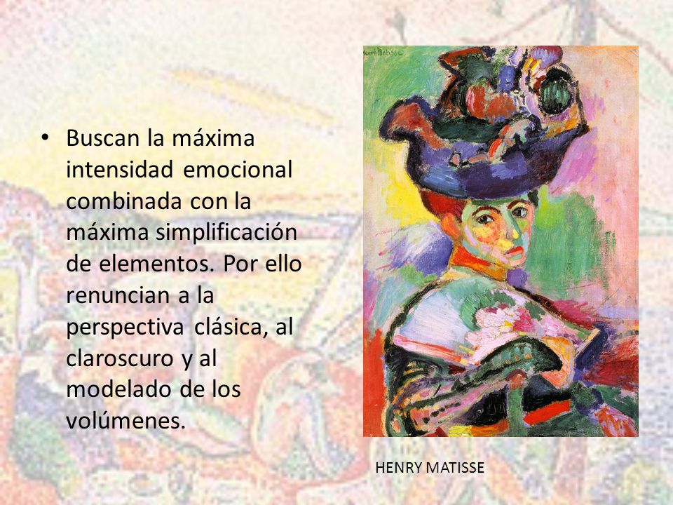 Buscan la máxima intensidad emocional combinada con la máxima simplificación de elementos. Por ello renuncian a la perspectiva clásica, al claroscuro y al modelado de los volúmenes.