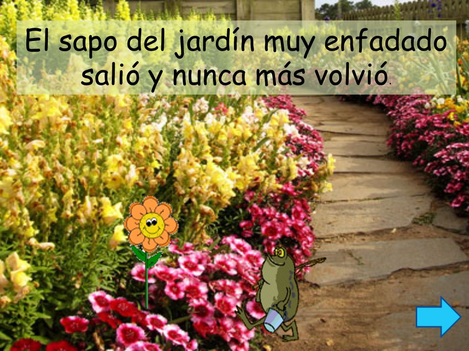 El sapo del jardín muy enfadado salió y nunca más volvió.