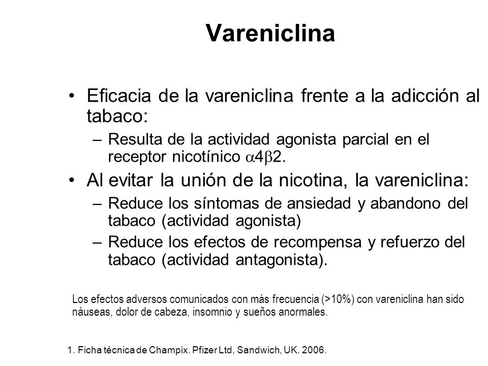Vareniclina Eficacia de la vareniclina frente a la adicción al tabaco: