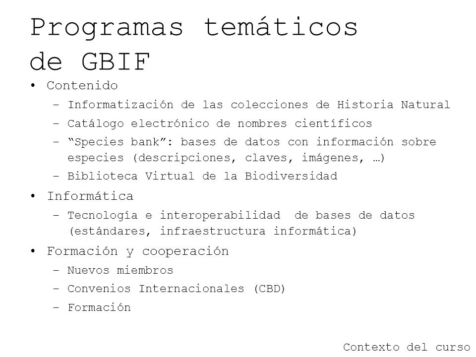 Programas temáticos de GBIF