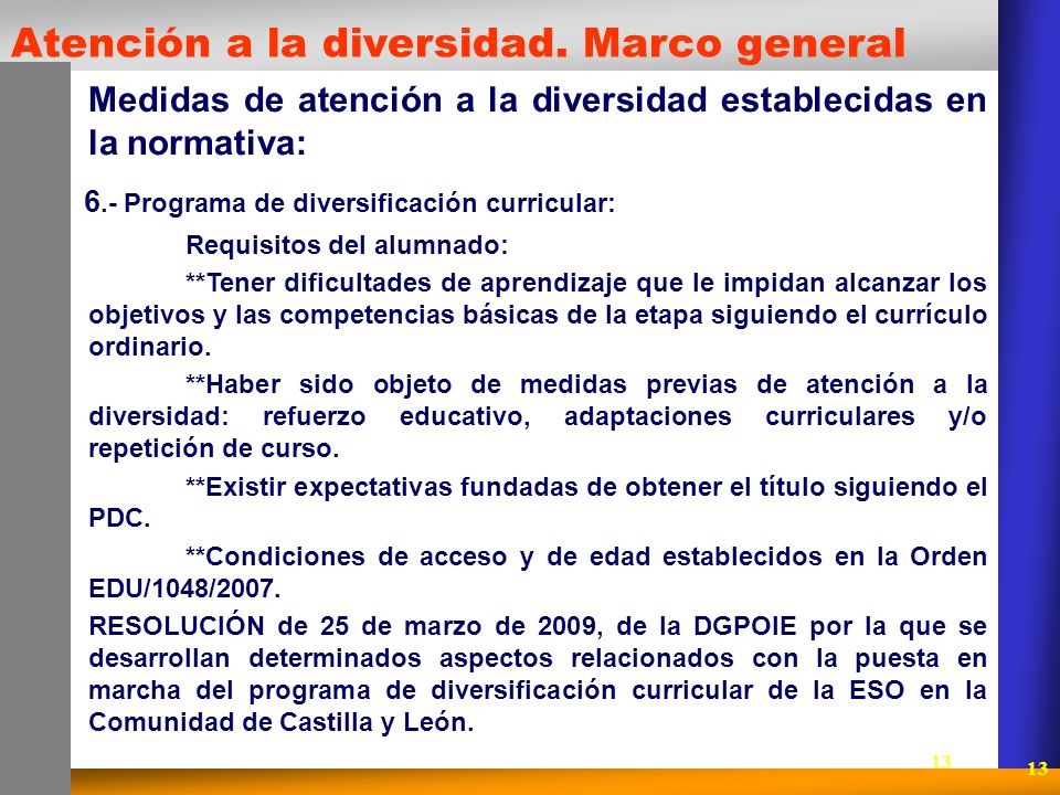 Atención a la diversidad. Marco general