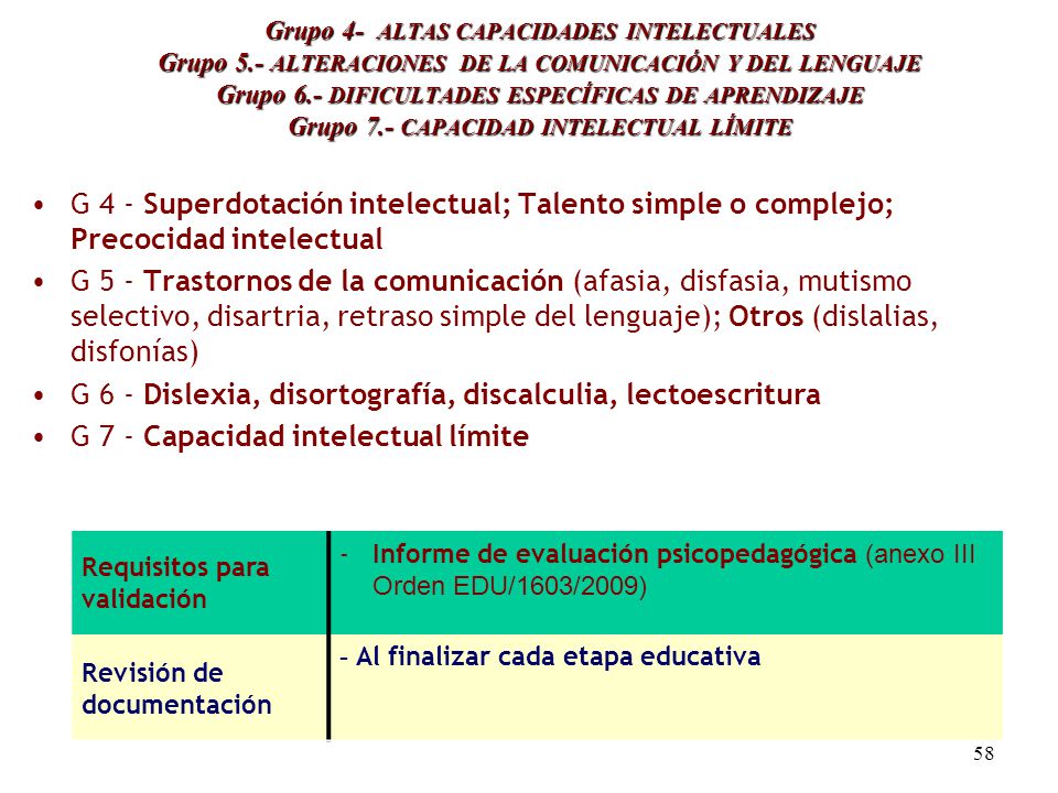 G 6 - Dislexia, disortografía, discalculia, lectoescritura
